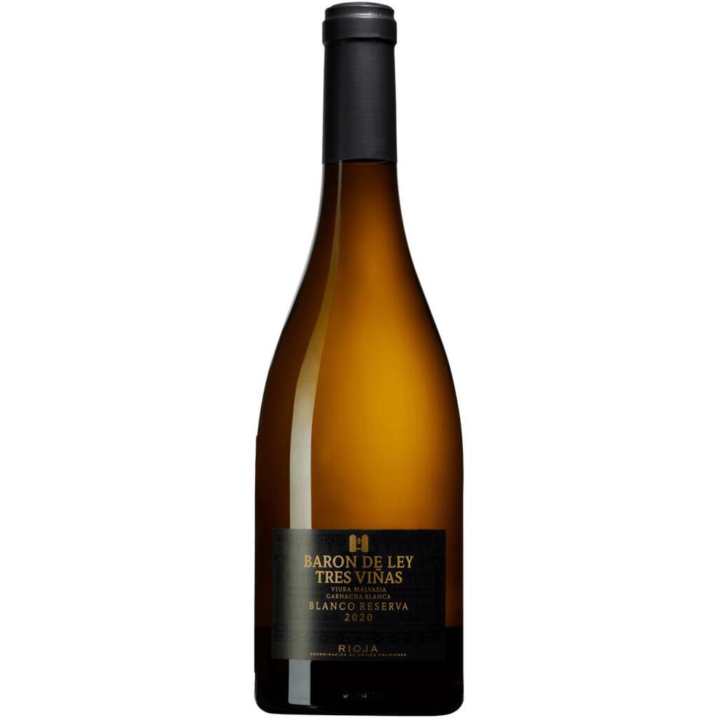 Butelka Baron de Ley Tres Vinas Reserva Blanco Rioja, hiszpańskie wino wytrawne z regionu Rioja